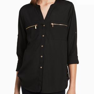 Calvin Klein • Black with Gold Dressy Shirt • XL